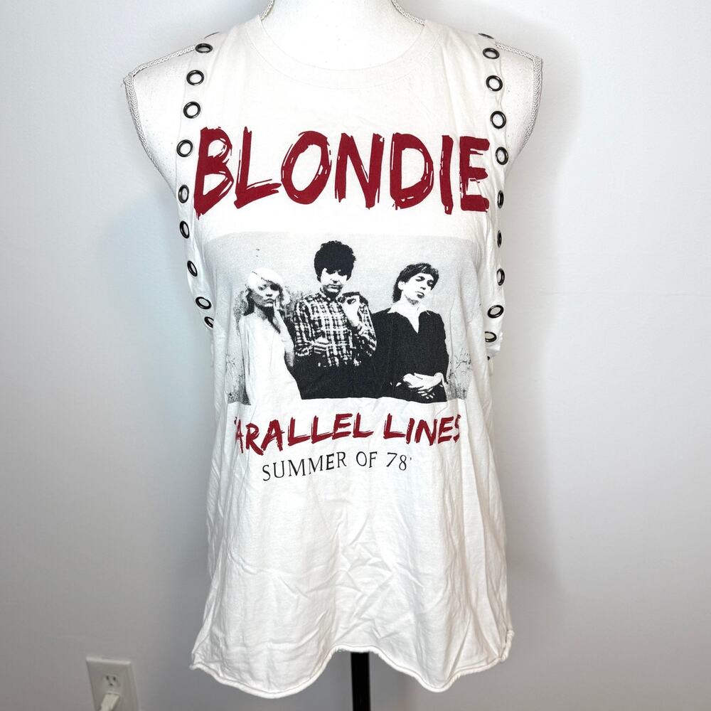 Blondie Parallel Lines Tour Grommet Concert Band T Shirt In White Size Medium